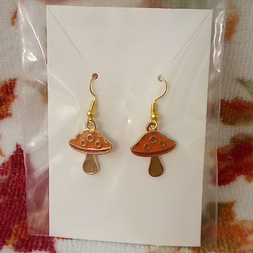 Orange Mushroom Earrings 🍄